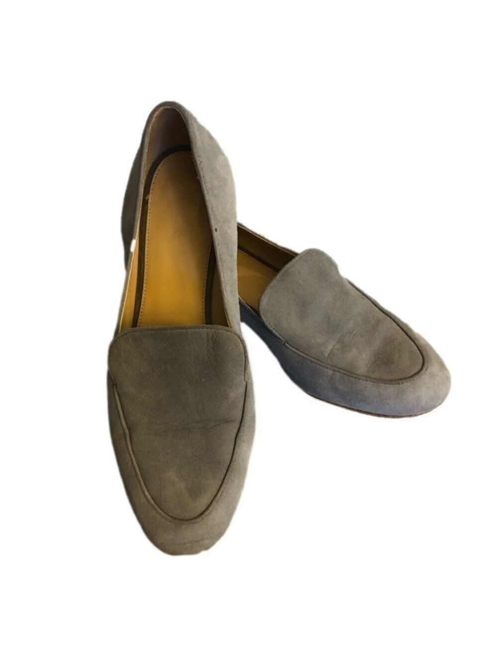 Michael Michael Kors gray sueded leather flats/loafers with silver heels. Sz 9.5